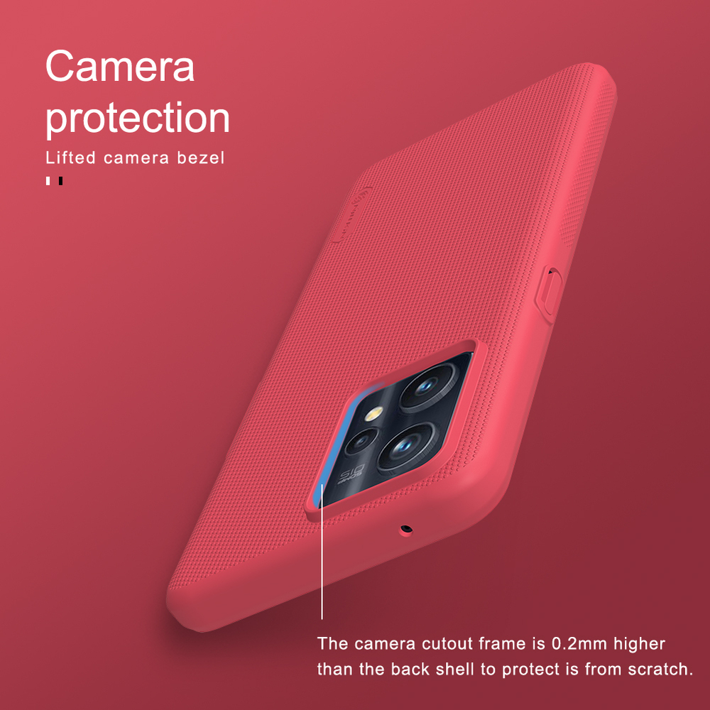 Тонкий жесткий чехол красного цвета от Nillkin серии Super Frosted Shield для Realme 9 4G и 9 PRO+ 5G