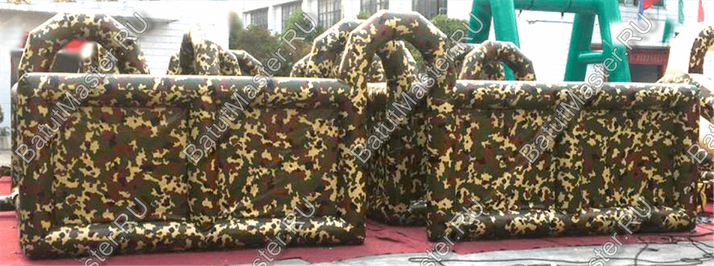 Коммерческий надувной батут "Лабиринт милитари" 12*8*2,5 м