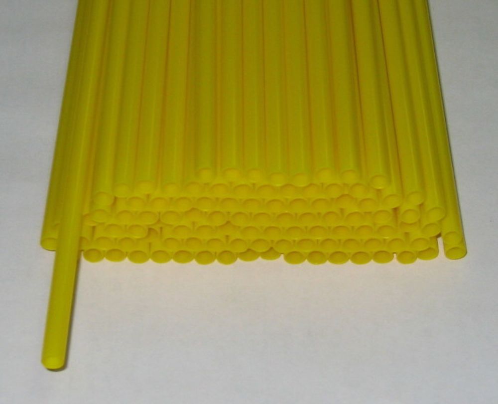 Трубочки полимерные для шаров, флагштоков и сахарной ваты, Желтые, диаметр 5 мм, длина 370 мм, 100 шт.