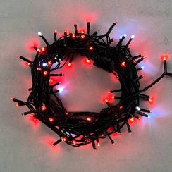 Светодиодная нить 100 красных LED ламп с мерцанием, 10 м., 24В., черный провод ПВХ, LTC (PST100BLW-11-1R)
