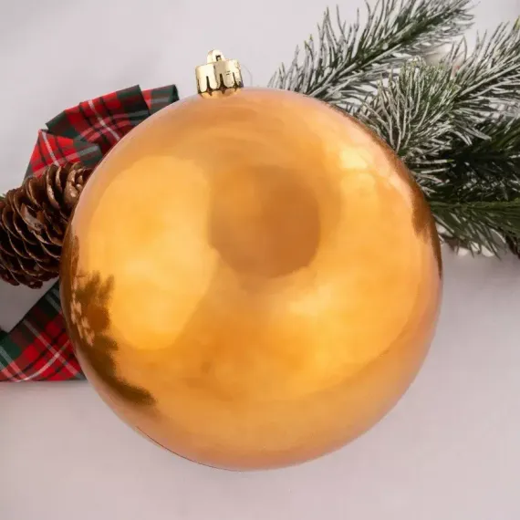 Шар пластиковый глянцевый 140 мм., янтарный, Kaemingk (022407)