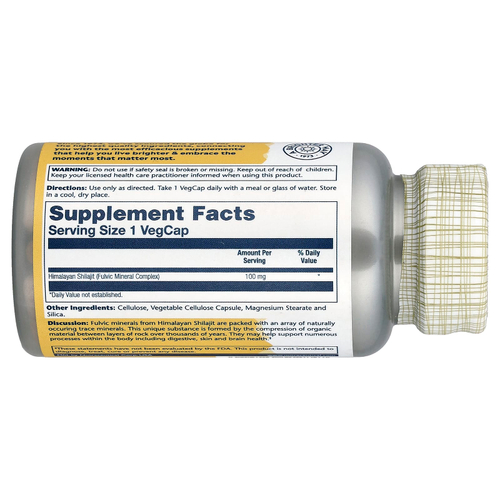 Solaray, Fulvic Minerals, 100 мг, 30 растительных капсул