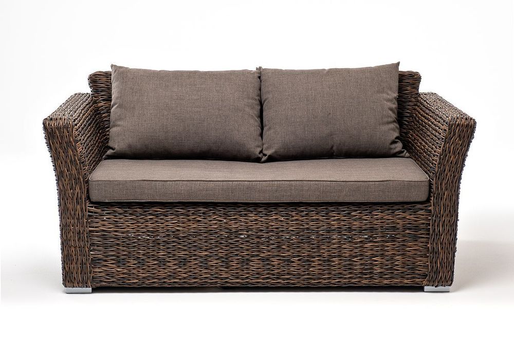 "Капучино" диван из искусственного ротанга (гиацинт) двухместный, цвет коричневый