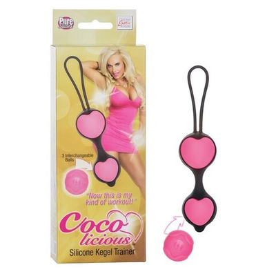 Анально-вагинальные силиконовые шарики Coco Licious (3 шт) (Цвет: ярко-розовый с черным)