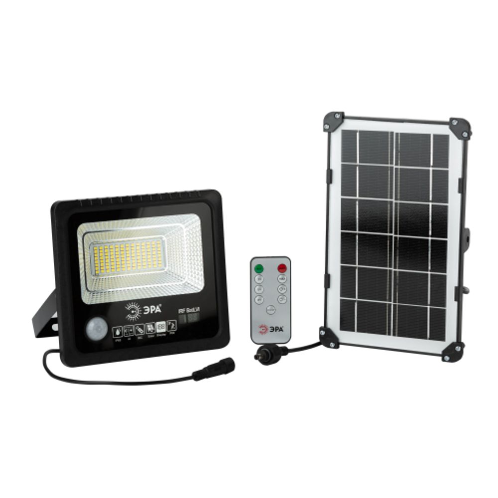 Прожектор ЭРА ERAPRO-50 светодиодный уличный на солнечной батарее 50W 360 lm 5000K с датчиком движения ПДУ IP65 | Уличное освещение на солнечных батареях