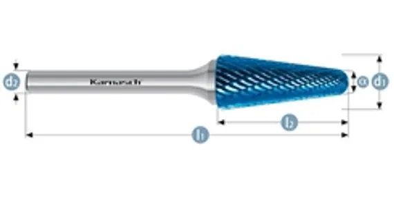 Борфреза твердосплавная Karnasch форма B (цилиндр с торцовыми зубьями), 1,5х6х3х38 мм, универсальная насечка HP-3, без покрытия, арт. 11.3011-005