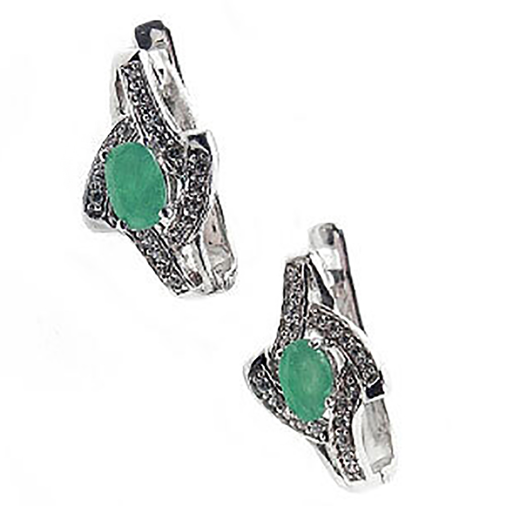 Серьги "Бантри" изумруд. циркон