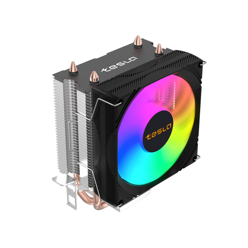 Кулер для CPU TESLA SHADOW 902, 1х92мм, 600-1800rpm, 4-pin, Al+Cu, серебристый-черный-белый/FRGB, 52CFM, 23дБ, 2-PIPE(прямой контакт), TDP 110Вт, INTEL 1700/1200/115x/775/1366, AMD AM5/AM4/AM3(+)/AM2(+)/FM2(+)/FM1/754/940/939 (TSL-902PWM-FRGB)