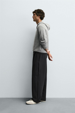 ZARA ШЕРСТЯНОЙ СВИТЕР С КАПЮШОНОМ, СЕРЫЙ МЕЛАНЖ