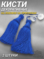 Кисти декоративные 2 штуки  на лобовое/на присосках. Синие. Объемные