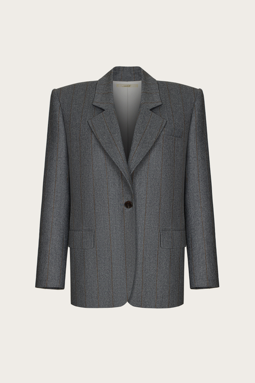 ЖАКЕТ ИЗ СЕРОЙ ШЕРСТИ С КАШЕМИРОМ