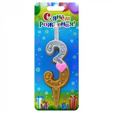 Свеча-Цифра Сердечко 3 12 см