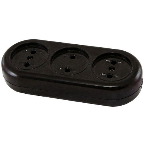 Колодка розеточная 3 гнезда 2P Ретро карболит 16А 250В TDM