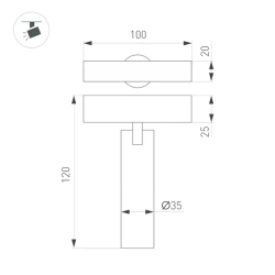 Светильник MAG-SPOT-25-R90-9W Day4000 (BK-GD, 30 deg, 24V) (Arlight, IP20 Металл, 5 лет) 035000(1)
