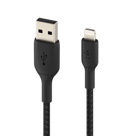 Кабель Belkin BoostCharge Braided Lightning - USB-A 1 м (CAA002BT1MBK) черный