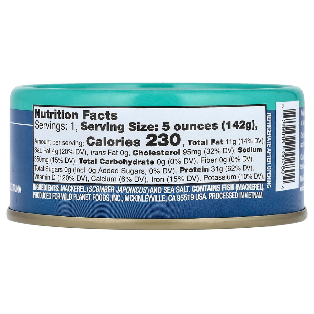 Wild Planet, Дикая тихоокеанская скумбрия, 142 г (5 унций)