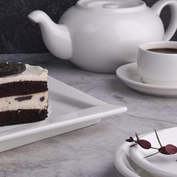 Блюдо прямоугольное 24,5*14,3 см h2,5 см со смещенным дном Asymmetry белое фарфор P.L. [4]