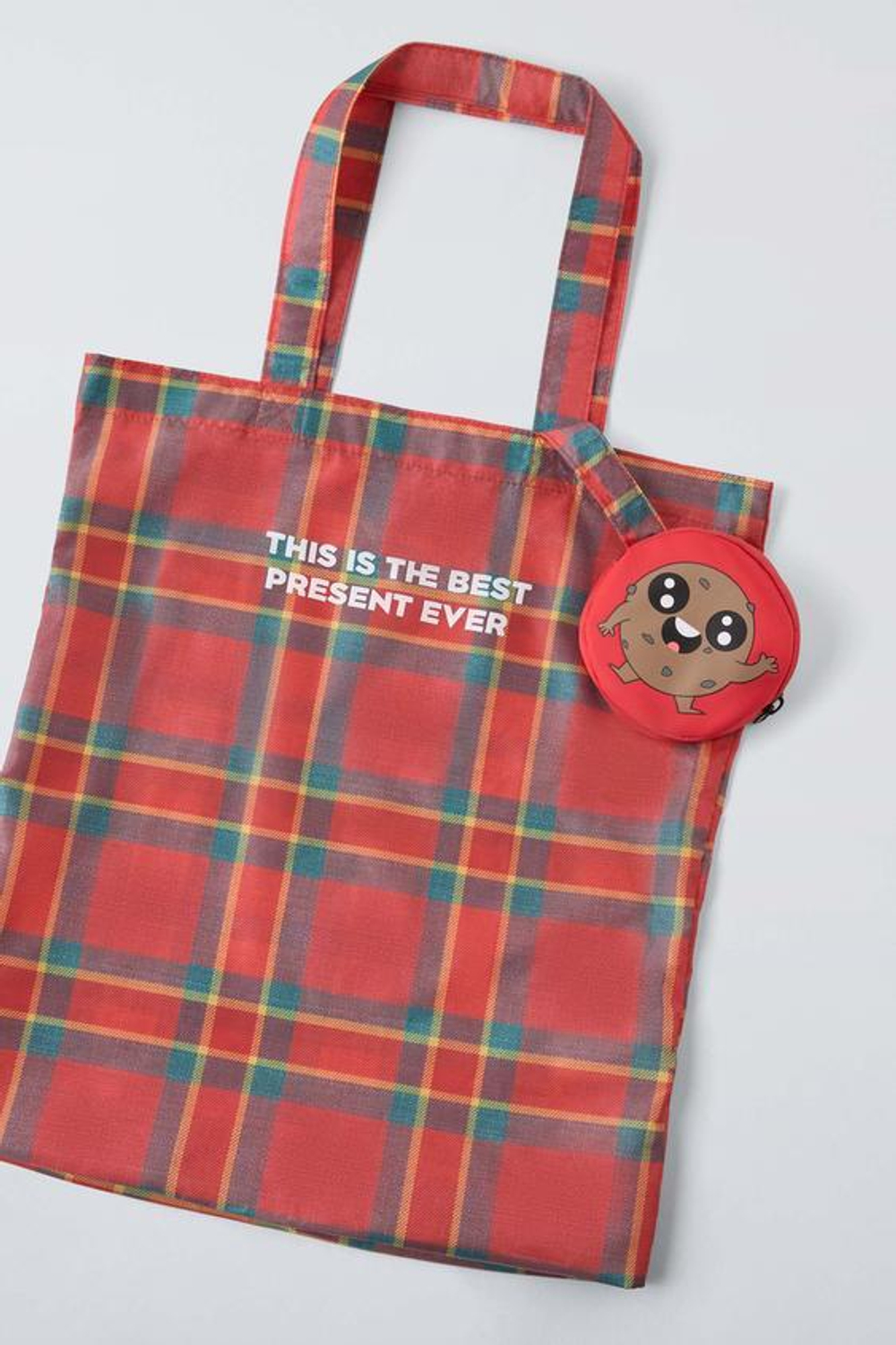 ZARA СКЛАДНАЯ СУМКА-ШОПЕР С ПРИНТОМ «ПЕЧЕНЬЕ», КРАСНЫЙ