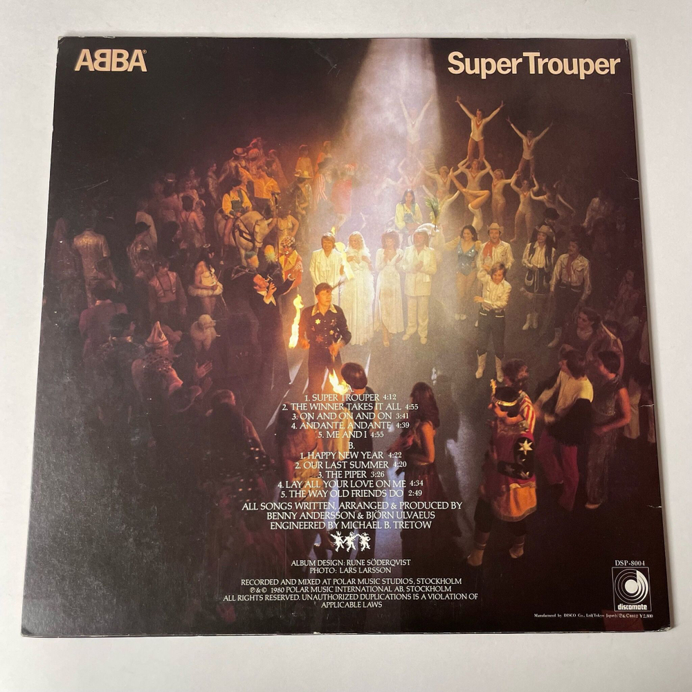 Винтажная виниловая пластинка LP ABBA АББА Super Trouper (Japan 1980) (No Obi) The Winner Takes It All