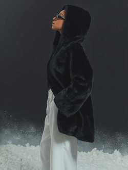 Шуба искусственная, черная, SilverFox