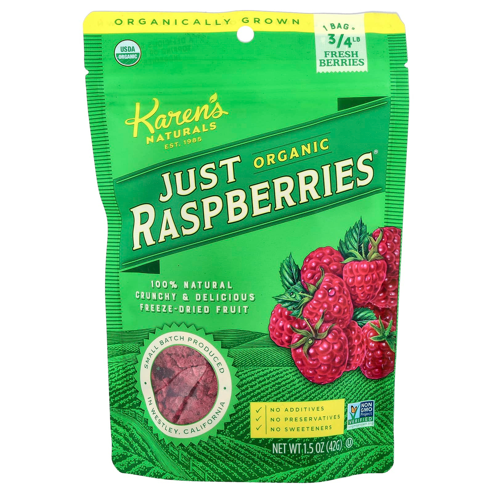 Karen's Naturals, Organic Just Raspberries, органическая малина, 42 г (1,5 унции)