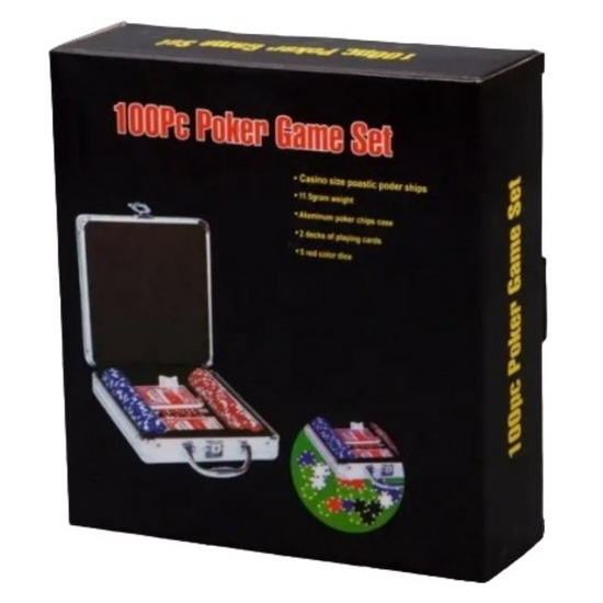 Покер в кейсе 100 с номиналом (пластиковые фишки) (9308-100)