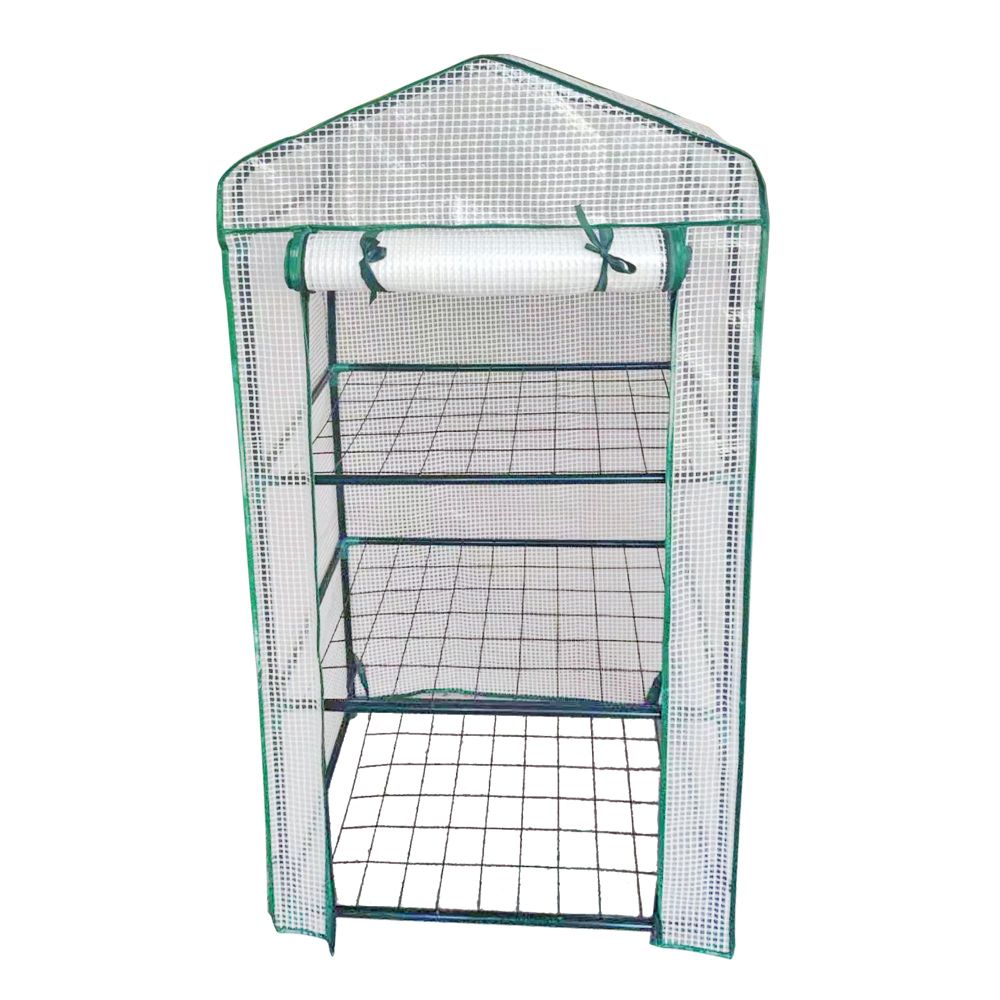 UGH-R10 H125 GREEN-WHITE Парник-стеллаж для рассады. 3 полки. 60x40x125см. Металлическая труба в ПВХ. цвет зеленый. Тент из армированного полиэтилена 135г-м2. цвет сетки белый. TM ФитоЛето