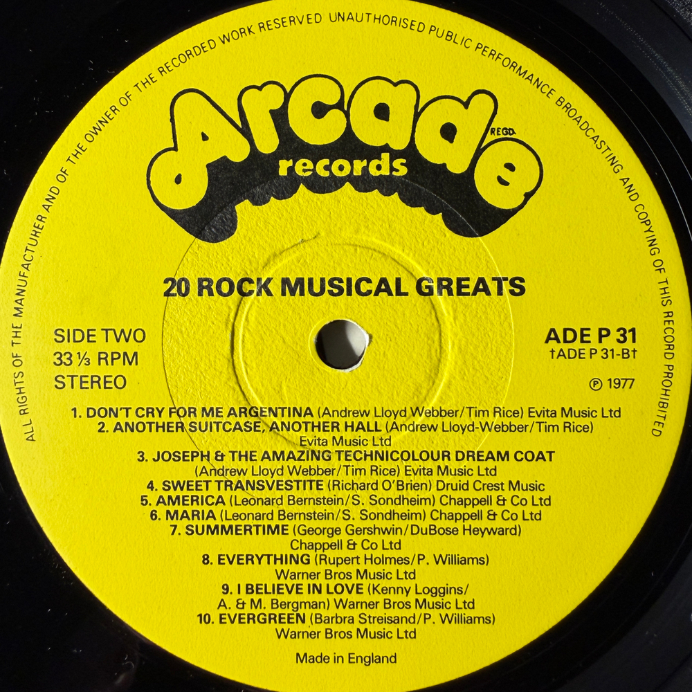 Сборник 20 Rock Musical Greats (Англия 1977г.) Т