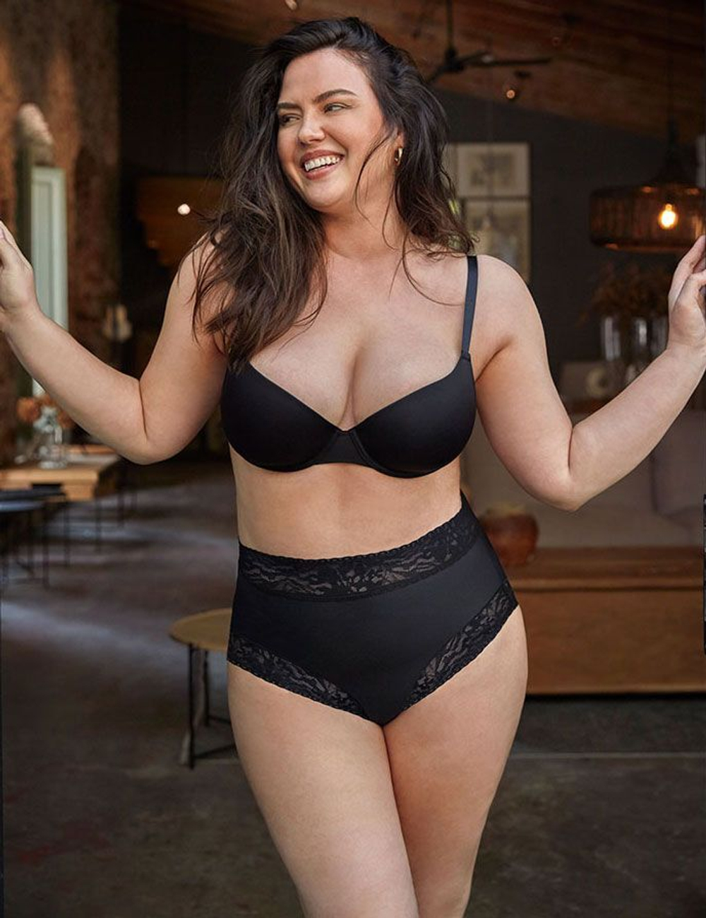 Трусики-слипы с высокой линией талии Soft lace (Размер: L) (Цвет: черный)