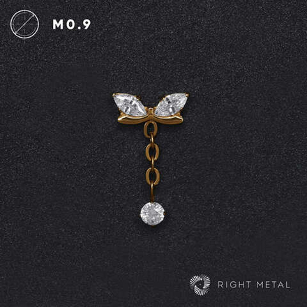 Pendant Wings Chain Long Crystal PVD Yellow