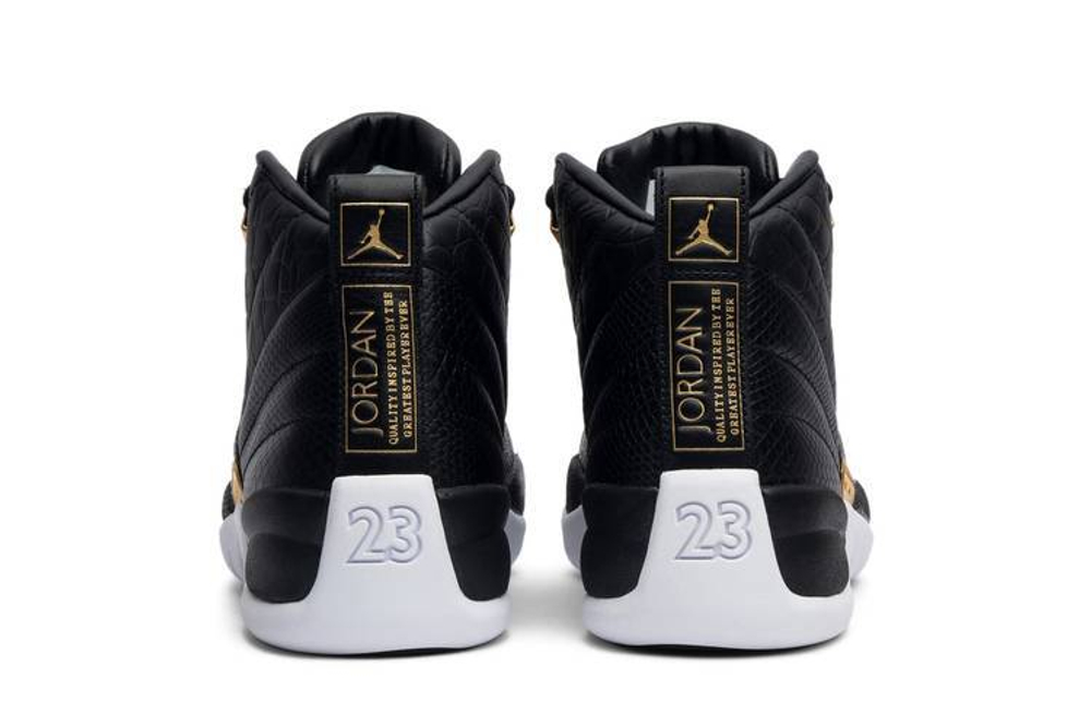 Кроссовки Jordan Air Jordan 12 Retro Black Metallic Gold White (Женская размерная сетка)