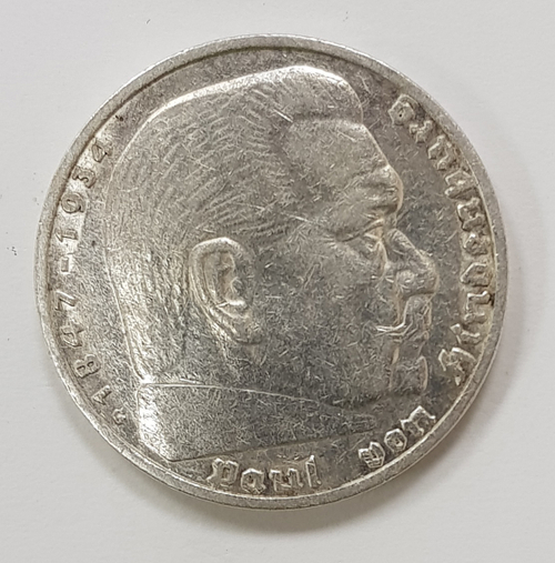 5 марок 3 рейх. 1936 год. (G). XF+