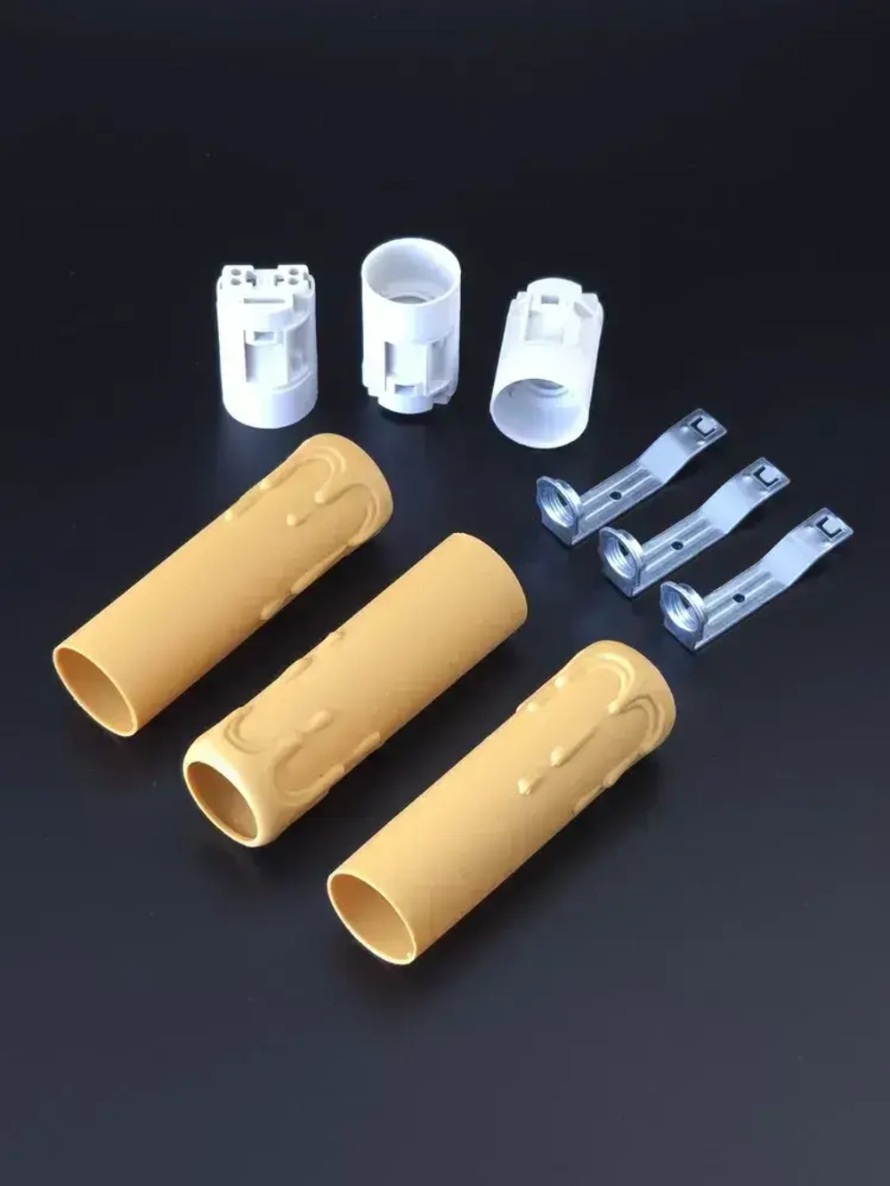 Патрон Е14 оплавленная свеча, (оплывшая свеча) для люстры в сборе, 85 мм, антик, Е14, 3 шт