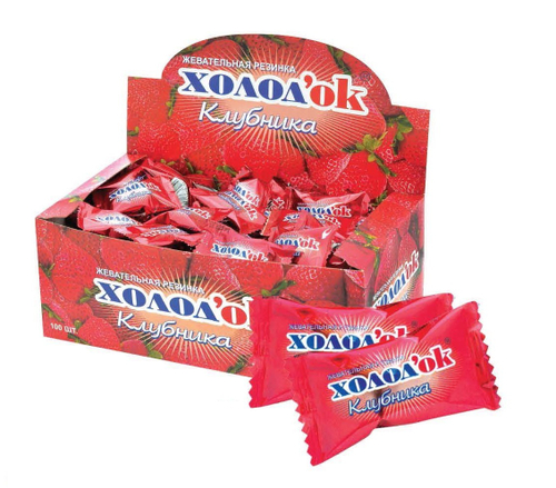 Жев. рез. Холодок с нач. Клубника 20*100шт 3,5г