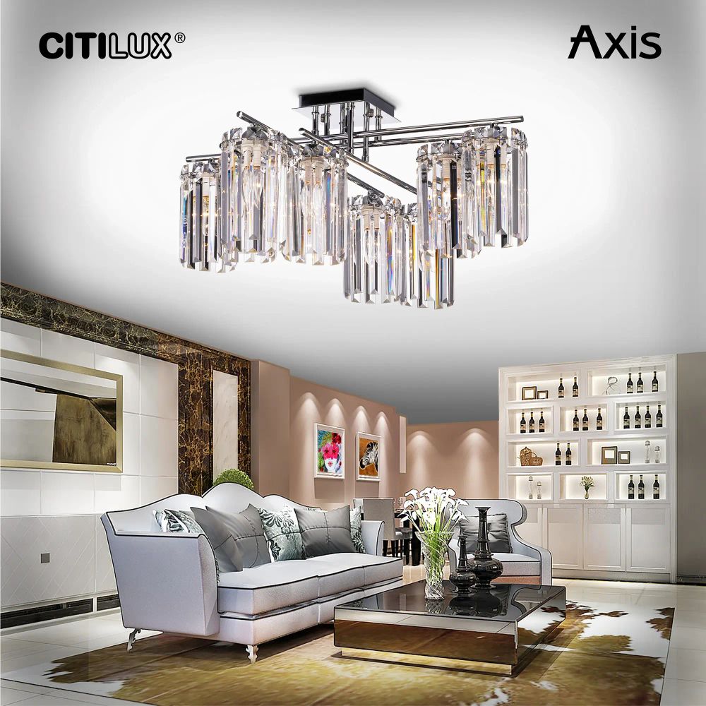 Citilux AXIS CL313281 Люстра хрустальная потолочная Хром