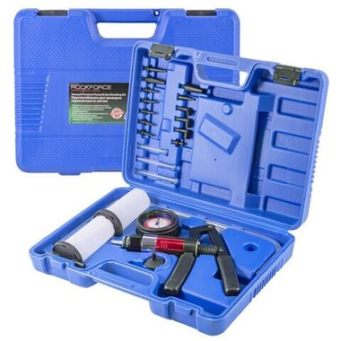 Приспособление для проверки герметичности систем (давление 0-3bar, вакуум -1 - 0 bar) в кейсе. RockForce##Rock FORCE RF-908G8