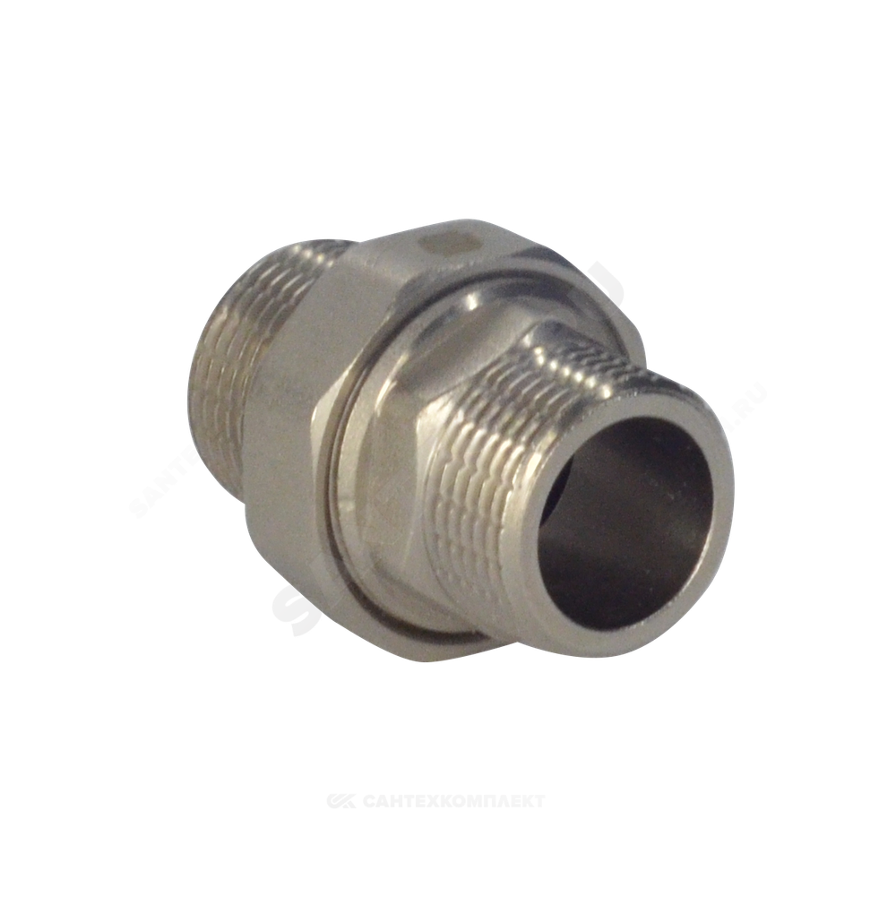 Соединитель латунь никель американка Ду 15 (1/2") прямой НР/НР SantechSystems