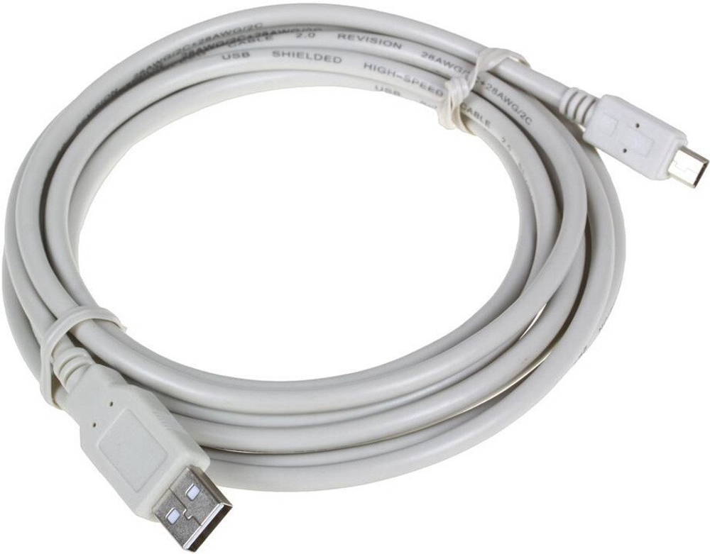 Кабель USB2.0 A--&gt; mini B 5P 1,8м серый в пакете (K618)