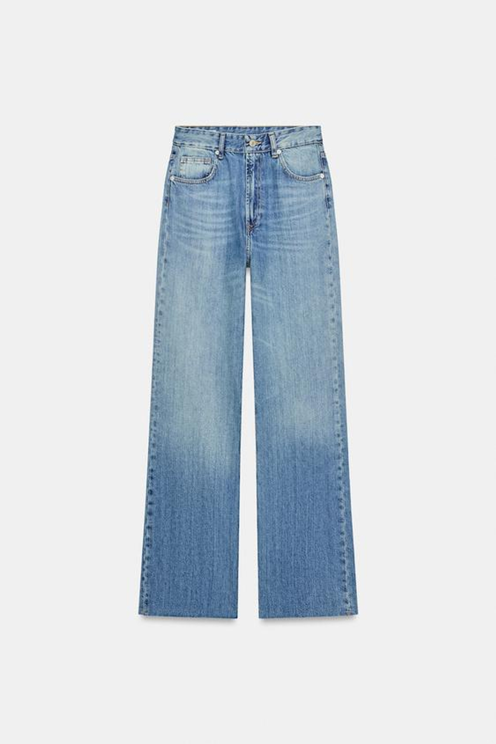 Джинсы TRF с высокой талией и широкими брючинами - ZARA