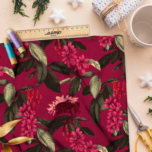 Ткань премиум сатин тропическая ореола