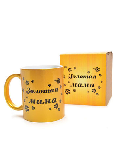Кружка подарок сувенир золотая с надписью "Золотая мама" маме