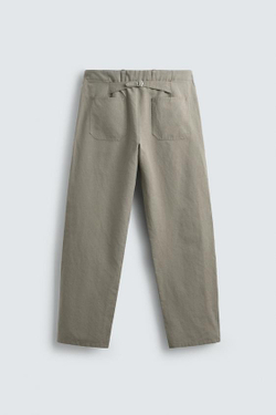 ZARA БРЮКИ RELAXED FIT С ХЛЯСТИКОМ, ЗЕЛЕНЫЙ/СЕРЫЙ