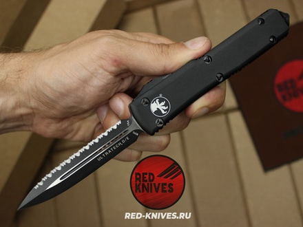 Нож Microtech Ultratech D/E PS A+++ - черная рукоять, кинжальный черный клинок RK/Н90
