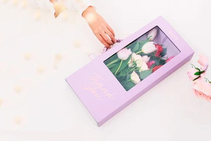 Коробка подарочная для цветов "Кейс сумка с окошком" Сиреневая