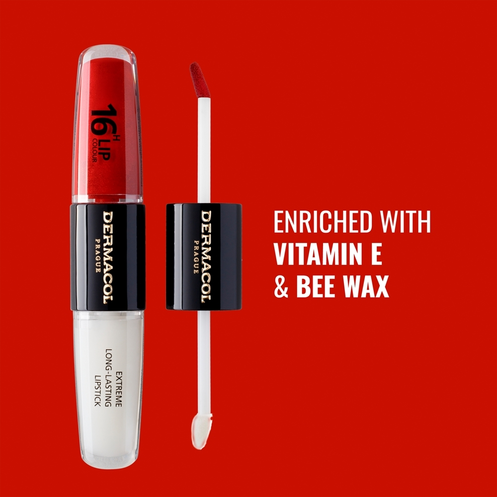 Dermacol 16H Lip Colour - Стойкая помада и блеск для губ, 2× 4 ml
