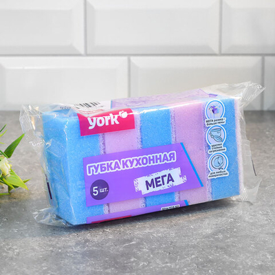 Губка для посуды 5шт "Мега" YORK