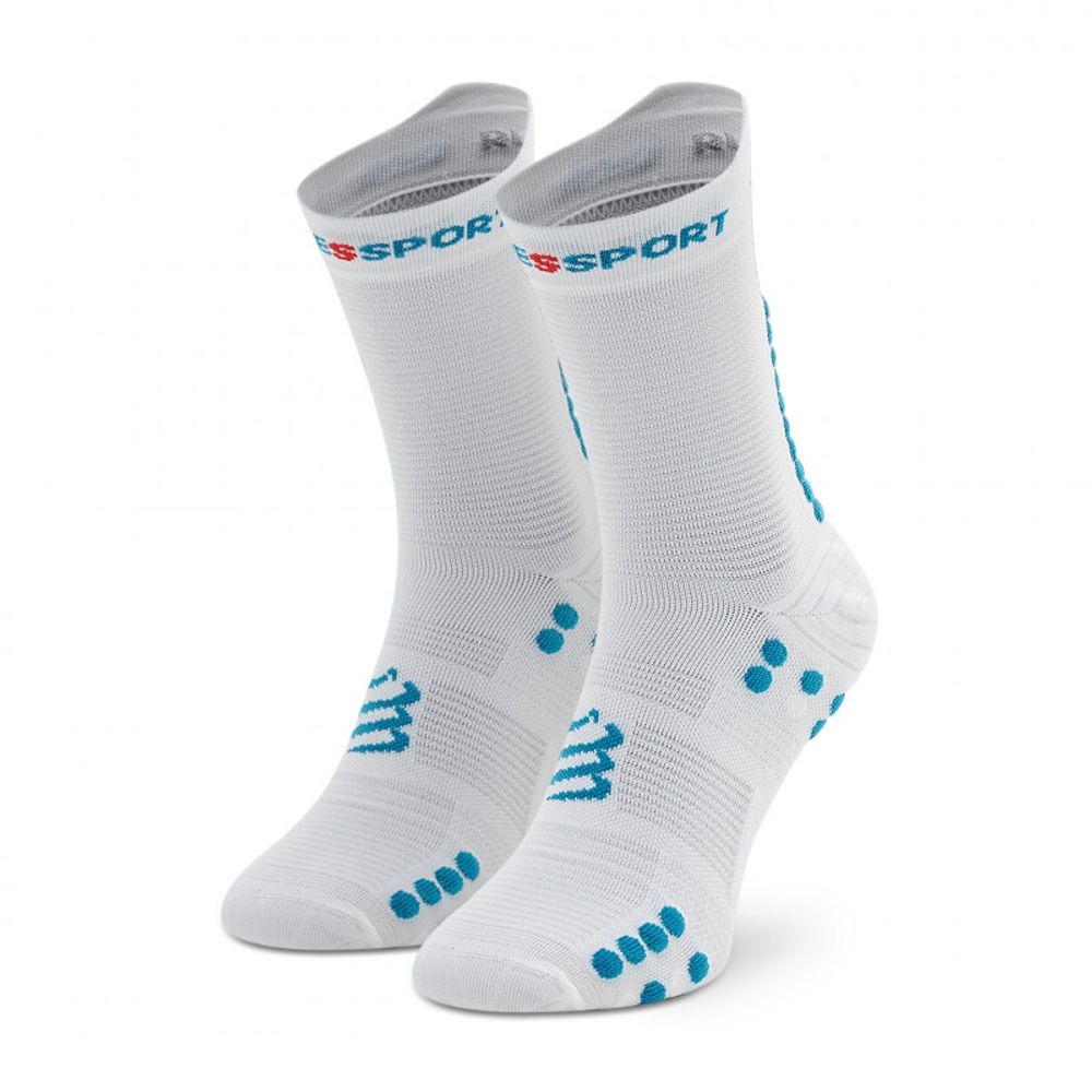 Теннисные носки Compressport Pro Racing Socks v4.0 Run High 1P - white/fjord blue