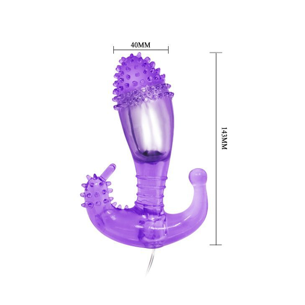 Фиолетовый вибростимулятор с шипами на головке - 14,3 см. (Цвет: фиолетовый)