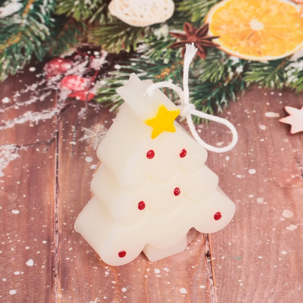 Свеча «Волшебная ёлочка» 8,1*6,2 см (65 гр), Белый (упаковка 12*12*3 см)