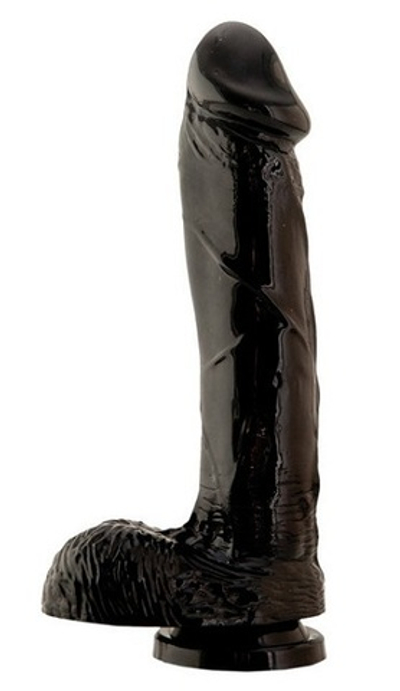 Чёрный фаллоимитатор на присоске, 20,3 см